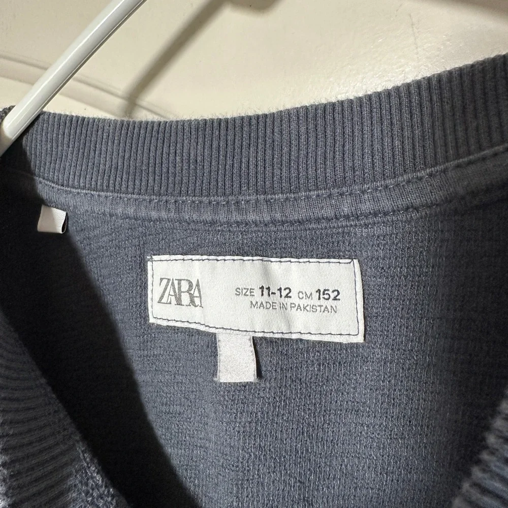 Zara‎ Short & Shirt Set Kids 11-12 Gray Textured Relax and Play Seersucker 2pc